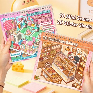 ENWEI 10 Chủ đề [Dòng sản phẩm] Nhãn dán phong cảnh Bộ sưu tập 3D quyến rũ Sách siêu thị Cửa hàng tạp hóa Kho tạp chí dễ thương Văn phòng phẩm
