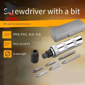 Bộ tuốc nơ vít có chức năng va đập - Bộ dụng cụ vặn hạng nặng - Bao gồm bit - Lý tưởng cho DIY