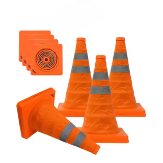 Cọc tiêu an toàn co rút 45cm phản quang bãi đỗ xe Rút gọn, Có đèn phát sáng, An toàn ban đêm, Cọc tiêu hình chóp
