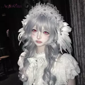 AqToCna Gothic Gothic Gothic Cosplay Mũ Cô Gái Ngọt Ngào Đáng Yêu Bông Tai Kẹp Tiểu Văn Hóa Cánh Thiên Thần Ren Flounce Gấp Phụ Kiện Tóc AqToCna