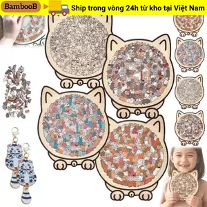 Câu đố ghép hình bằng gỗ cho mèo BAMBOOB, 135 mảnh có khung hình mèo màu Morandi Câu đố hình mèo, Đồ trang trí câu đố cho mèo màu Macaron Trang trí mèo động vật