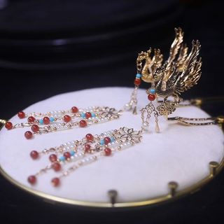 Hanfu Vương Miện Tóc Bộ Váy Cưới Mũ Đội Đầu Ming Made Phoenix Crown Tua Rua Chọn Thẻ Bước Lắc Trung Quốc Cô Dâu Phụ Kiện Tóc Cưới Kẹp Tóc 26..V3JN