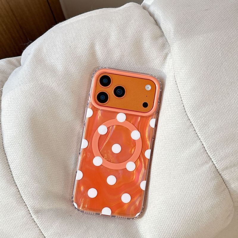Ốp điện thoại Shell Polka Dot từ tính iPhone17Promax Thích hợp cho Apple 16Pro Vỏ bảo vệ hai lớp 15 / 14