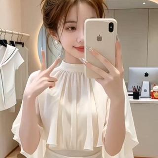 Áo sơ mi voan kiểu Pháp dành cho nữ mùa hè Áo choàng cổ tròn tay áo búp bê dáng hẹp Phong cách nhẹ nhàng dáng ôm hơn Niche Phong cách thời trang
