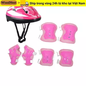 Mũ bảo hiểm đi xe đạp WOODNEST, Miếng đệm khuỷu tay ván trượt xốp có thể điều chỉnh, Bộ an toàn thời trang 4-12 tuổi cho trẻ em
