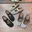 Sục lưới nữ đế bệt mũi tròn quai ngang phối khuy vàng [Sẵn Hàng].