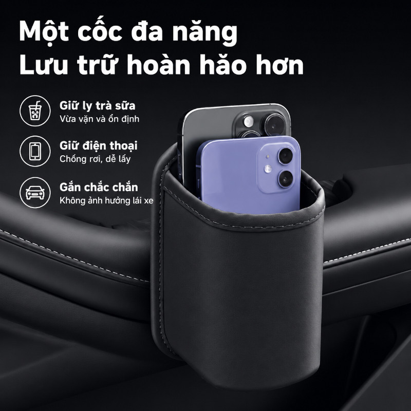 Giá Đỡ Cốc Nước Ô Tô Kẹp Cửa Ghế Sau – Hộp Đựng Đồ Đa Năng, Đựng Ly Chai Tiện Lợi, Dụng Cụ Tổ Chức Di Động
