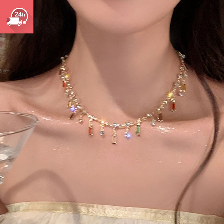 Dây chuyền nữ zircon có tua rua, màu sắc đa dạng, phù hợp mọi lúc