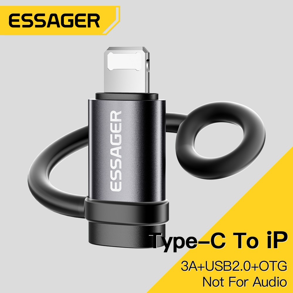 Bộ chuyển đổi Essager 3A Type C sang L Hỗ trợ truyền dữ liệu USB2.0 480Mbps cho IP 12 13
