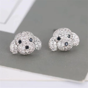 Phiên Bản Hàn Quốc Tính Khí Chó Dễ Thương Bông Tai Kim Cương Động Vật Thời Trang Bông Tai Kim Cương Đầy Đủ Nữ