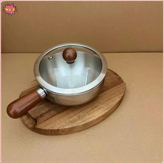 Nồi sữa bằng thép không gỉ N & X có tay cầm bằng gỗ, nồi nấu hợp đồng, thích hợp để chiên trứng và làm nóng sữa. Được làm bằng thép không gỉ S.
