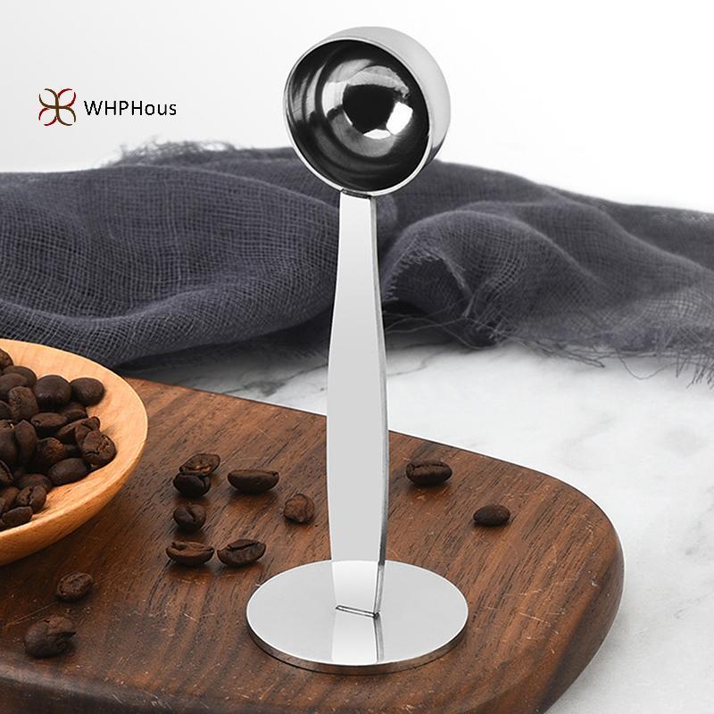 WHPHous-t Muỗng Tamper Đứng 15ml 2 trong 1 bằng thép không gỉ, đo bột cà phê, di động, dụng cụ gia vị nhà bếp