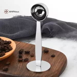 WHPHous-t Muỗng Tamper Đứng 15ml 2 trong 1 bằng thép không gỉ, đo bột cà phê, di động, dụng cụ gia vị nhà bếp