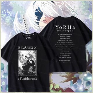 PS2 NieR Automata YoRHa No 2 Type B 2B Áo thun mùa hè Anime Tay Ngắn Top SP2