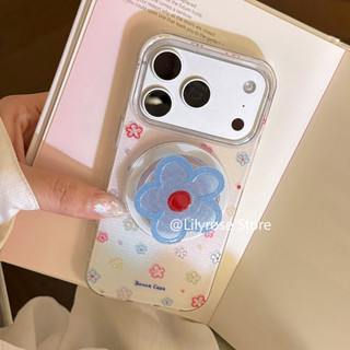 Ins Phổ Biến Ốp Lưng Điện Thoại iPhone 17ProMax 17Pro 17 16ProMax 16Pro 16 15ProMax 15Pro 15 14ProMax 14 13ProMax 13 Hoa Xanh Apple iPhone Case Powder Giá Đỡ Từ Tính