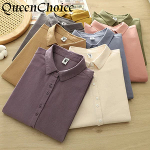 Áo sơ mi cotton mềm mại dài tay cho nữ, 8 màu sắc đơn giản, phù hợp công sở