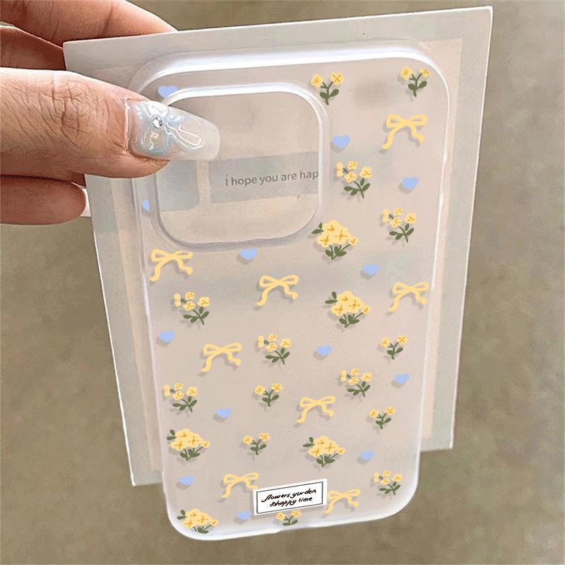 Hoa nơ vàng cho trường hợp iPhone 17pro iPhone 15/14/13pro Skin Scrub