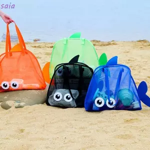 Túi đi biển du lịch SAIA, Túi lưu trữ đồ chơi hoạt hình dung tích lớn, Túi vệ sinh bơi lội di động bằng lưới có thể gập lại