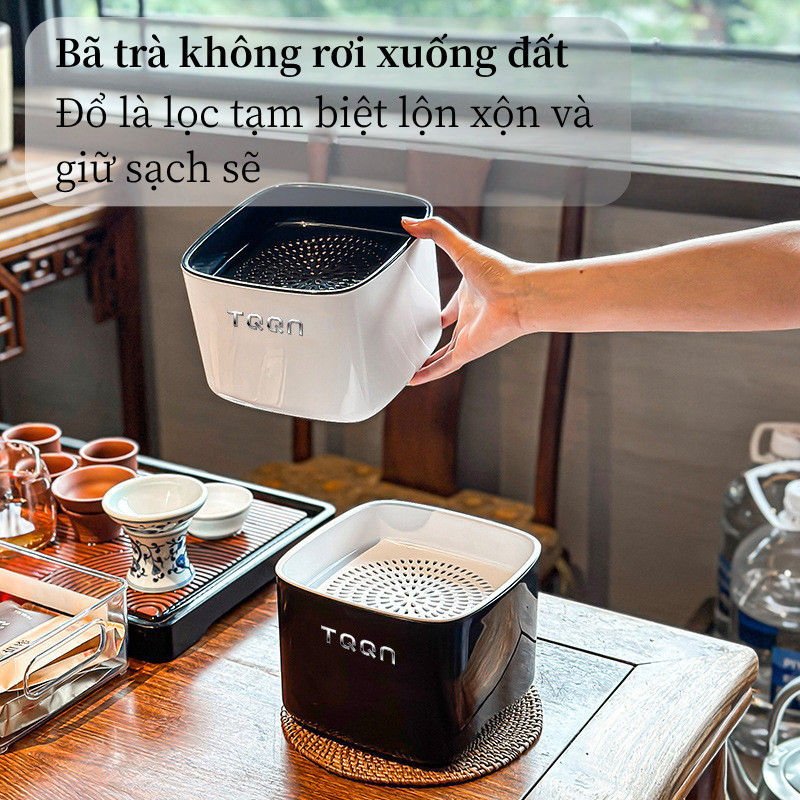 Hộp Đựng Bã Trà Thông Minh Để Bàn – Ngăn Trên Thoát Nước, Lọc 2 Lớp, Thiết Kế Hiện Đại, Chống Trượt, Cao Cấp