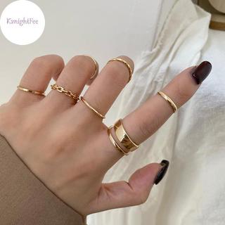 Bộ 7 Nhẫn Thời Trang Kim Loại Rỗng Tròn Mở, Phù Hợp Làm Quà Tặng Tiệc Cưới cho Bé gái và Người Lớn