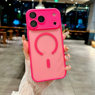 Vỏ Acrylic Mờ Màu Cam Mới Vỏ Từ Tính Cho IPhone 17 Air 16 15 14 Plus 13 12 Pro Max Vỏ Ống Kính Kim Loại Bảo Vệ Chống Rơi