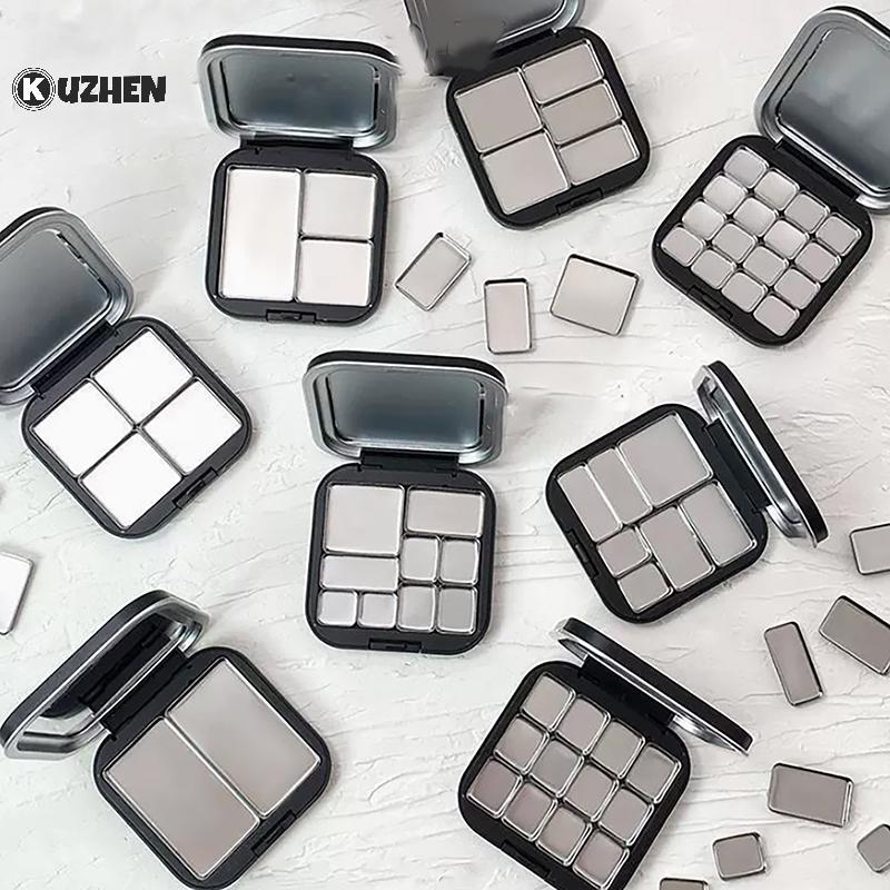 KUZHEN Trống Vuông Trang Điểm Bảng Hút Từ Tính Có Gương Phấn Mắt Blush Matte Box Có Chảo Mỹ Phẩm Blush Hộp Đựng HOT