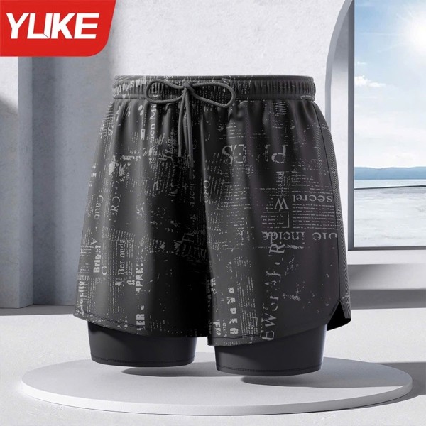 Quần Bơi YK7848 Nam 2 Lớp Cao Cấp Nhanh Khô Thoáng Khí, Quần Thể Thao, Tập Gym, Chạy Bộ