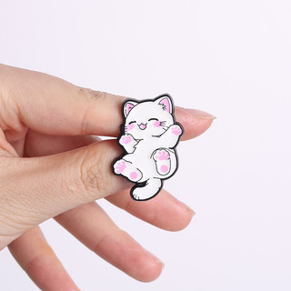 Dễ thương màu hồng trắng, huy hiệu kim loại sáng tạo cá tính với hình mèo paw - phụ kiện thời trang và quà tặng