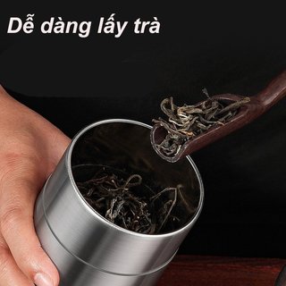 Thép không gỉ Matcha Trà Caddy Kín Khí Nắp Đôi Chống Ẩm Lưu Trữ Di Động Thiếc