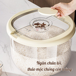 Thùng Đựng Gạo Nắp Lật Kín Khí Cao Cấp MAISON, Hộp Đựng Gạo Nhựa Trong Kèm Cốc Đong Chống Ẩm Mốc, Bảo Quản Gạo Tươi Lâu