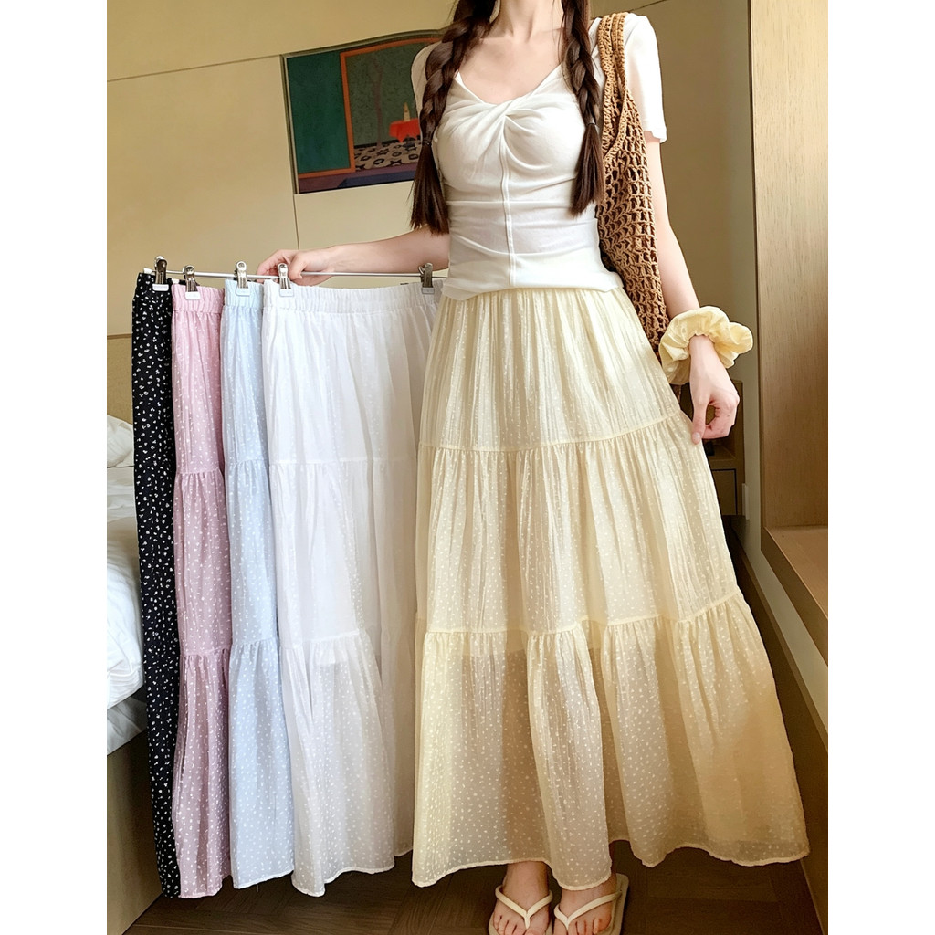 SUXI Váy chữ A dáng rộng họa tiết hoa, nhẹ nhàng dành cho nữ mùa hè 260429