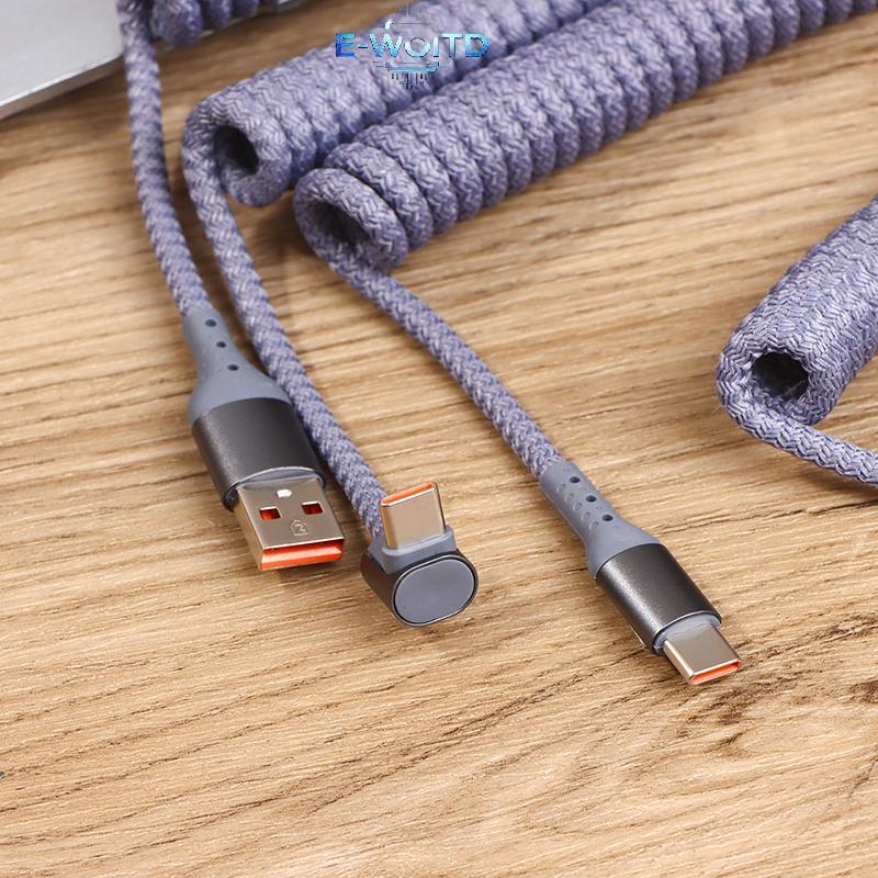 Cáp USB C cuộn E-WOITD cho Android Auto & CarPlay 90 độ USB A sang USB C Cordpatible với 16, Galaxy S25 E-WOITD