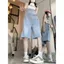 Quần yếm Denim đường phố phong cách Hồng Kông dành cho nữ mùa hè Giặt quần short thêu bướm trắng dáng rộng Quần treo thẳng