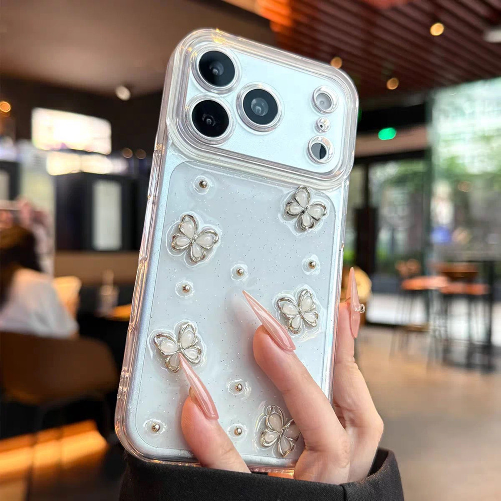 Ốp Điện Thoại Nhựa Bướm 3D Cho iPhone 17 Pro Max 17 Air 16 Plus 15 14 13 12 11 Vỏ Bảo Vệ Chống Sốc