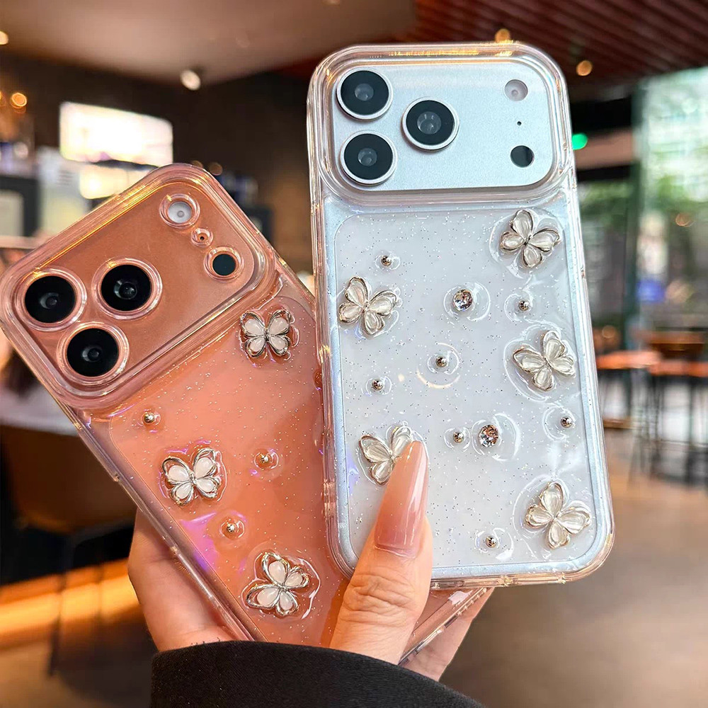 Ốp Điện Thoại Nhựa Bướm 3D Cho iPhone 17 Pro Max 17 Air 16 Plus 15 14 13 12 11 Vỏ Bảo Vệ Chống Sốc