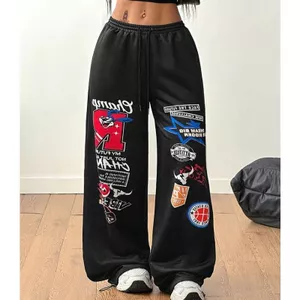 Phong cách Hàn Quốc Niche Dạo Phố Phố In Hình Quần Âu Nữ Jazz Mỹ Khiêu Vũ Hip-Hop Hip-Hop Ống Rộng Tất Cả @