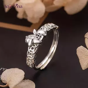 AqToCna Năm Mới Của Chiếc Nhẫn Ngựa Đơn Giản Mở Đồng Xu Có Thể Điều Chỉnh Nhẫn Cao Cấp Cảm Giác Cung Hoàng Đạo Năm Quà Tặng Phụ Kiện AqToCna