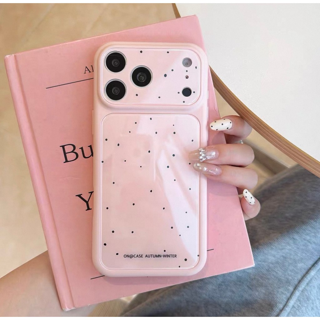 Họa tiết chấm + Vòng cổ hình trái tim Vỏ điện thoại cho IPhone 17 Pro Max 17 16 15 14 Vỏ bảo vệ chống sốc
