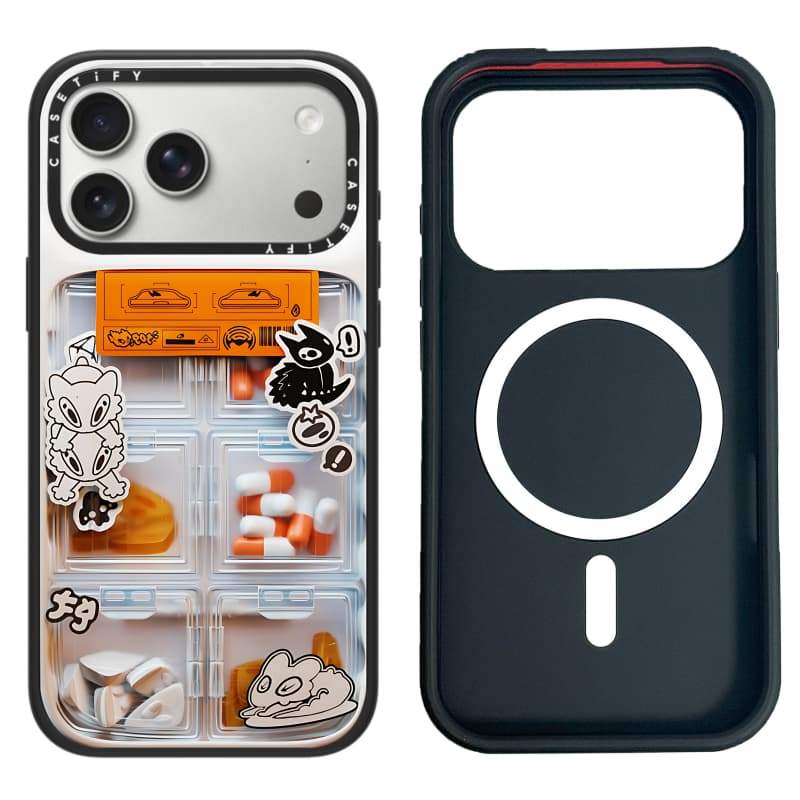 CASECASE X Monster Pill Case White Camera Ring Edition Matte Đen Cứng Hút Từ Tính Tác Động Dành Cho Apple IPhone 13 14 15 16 17 Pro Max Air Plus Có Hộp