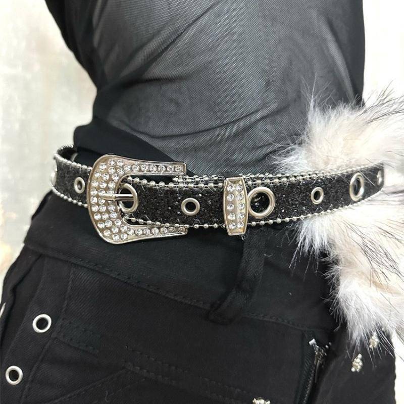 Thắt lưng giả da PU Y2K phong cách Gothic Punk, dây thắt lưng gợi cảm, trang trí quần jean