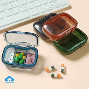 🌤️COD🌤️Hộp Khay Đựng Thuốc Chia 3 Ngăn Du Lịch Có 4 Màu Chứa Thuốc Phụ Kiện Trang Sức Nhựa ABS Chống Thấ