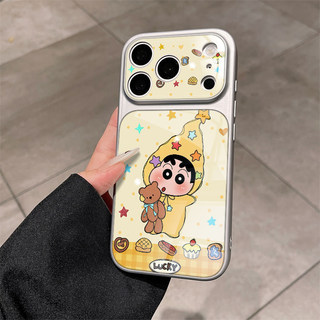 Phim hoạt hình dễ thương Ống kính ngôi sao nhỏ màu vàng Crayon Shin-chan Vỏ điện thoại da mềm cho iPhone 17Promax 12 13 14 15 16 Pro Max 11 15Plus Vỏ điện thoại di động nữ chống sốc