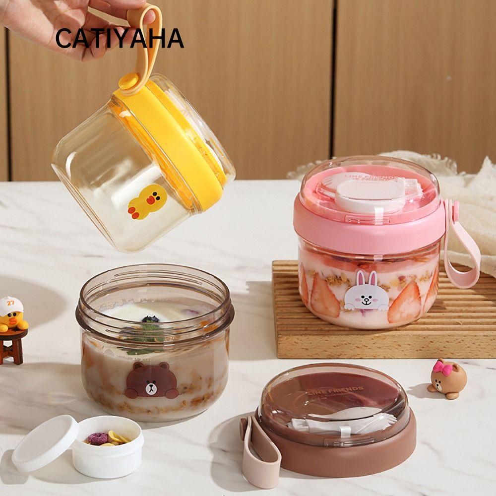 Cốc ăn sáng CATIYAHA, Bát sữa chua chống rò rỉ 650ml, Cốc Salad cầm tay có thể tái sử dụng cho sữa chua hạt ngũ cốc yến mạch