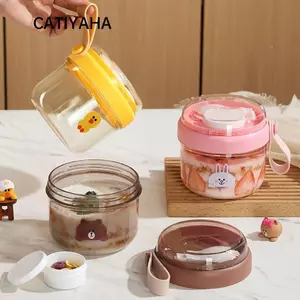 Cốc ăn sáng CATIYAHA, Bát sữa chua chống rò rỉ 650ml, Cốc Salad cầm tay có thể tái sử dụng cho sữa chua hạt ngũ cốc yến mạch