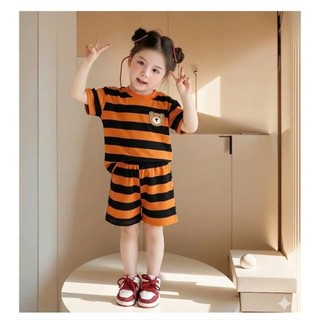 Đồ bộ quần áo mùa hè bé gái 14-45kg. Bộ cộc tay bé gái  mẫu BỘ KẺ HÈ CỘC TAY. Bộ đồ cho bé gái mùa hè. NL29