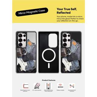 CASECASE X MATIN KIM UNBOXING BLACK Case Matte Black & Sliver Mirror Vỏ hút từ tính Samsung Galaxy S26 S25 S24 S23 Ultra Plus Mặt sau cứng có hộp khắc logo
