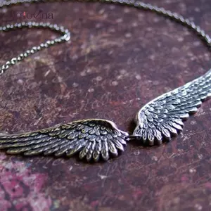 AqToCna Vintage Màu Bạc Cánh Thiên Thần Lông Vũ Choker Mặt Dây Chuyền Lớn Liên Kết Dây Xích Nelaces Cho Nữ Trang Sức Cưới Bộ Lạc Quà Tặng AqToCna
