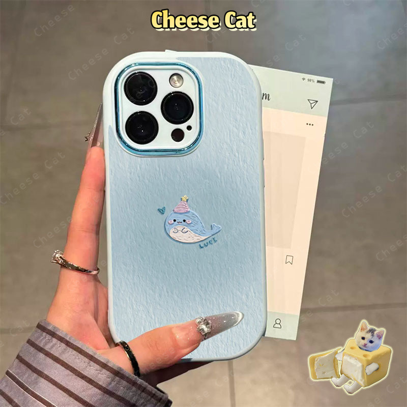 cá voi xanh cho iPhone 11 12 13 14 15 16 17 Pro Max Plus 17 Air 7P Xs Max XR Ốp iPhone màu xanh dễ thương