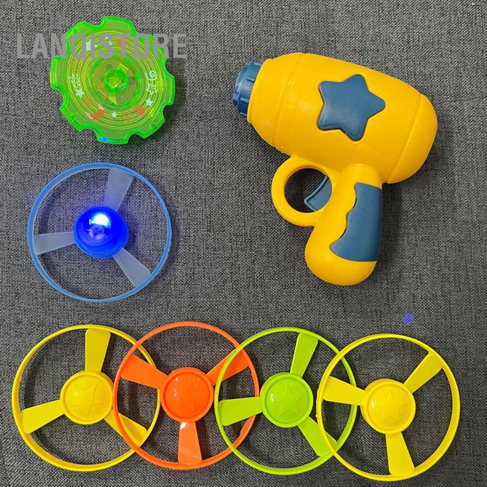 lanqistore Đĩa bay con quay hồi chuyển 2 trong 1 Súng phóng đĩa Đồ chơi Bộ đồ chơi tương tác cho trẻ em (7 chiếc)