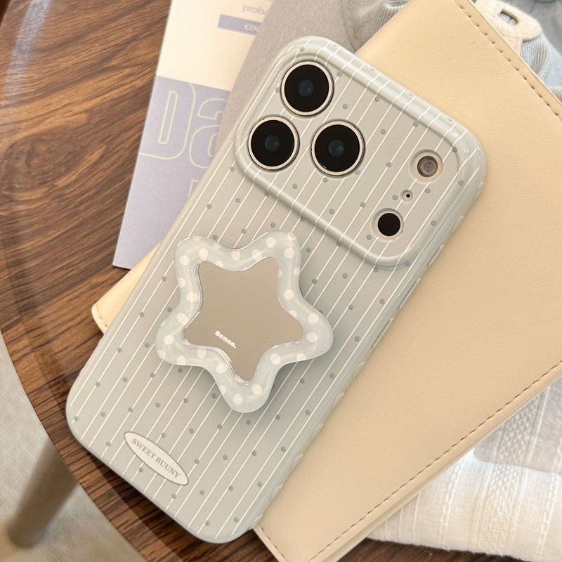 Túi Máy Ảnh Nút Gương Đứng Apple 17pro max Ốp Lưng Điện Thoại iPhone15 Mềm 16 Sọc Ngôi Sao ins Phong Cách Vỏ Bảo Vệ